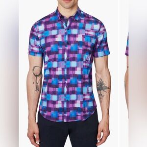 Construct brand Men's Purple and Blue Checkered Shirt Slim fit Size M